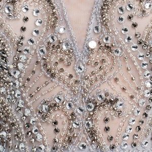 Aqua Embellished Chiffon Gown 